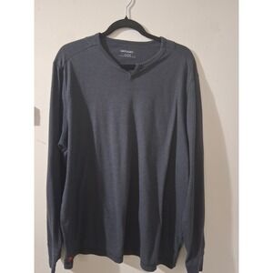 UNTUCKit Mens XL Long Sleeve Notch Neck T-Shirt Charcoal Gray Cotton Blend Logo